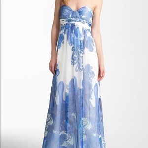 Aidan Mattox Chiffon Strapless Paisley Dress
